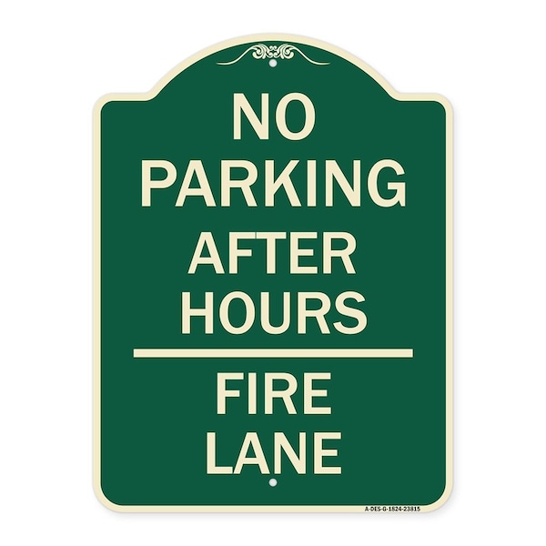 Signmission No Parking After Hours Fire Lane Heavy-Gauge Aluminum Architectural Sign, 24" x 18", G-1824-23815 A-DES-G-1824-23815 - main